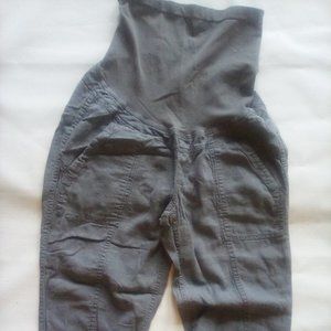 MATERNITY CAPRIS FULL PANEL BUTTON CUFFED GRAY